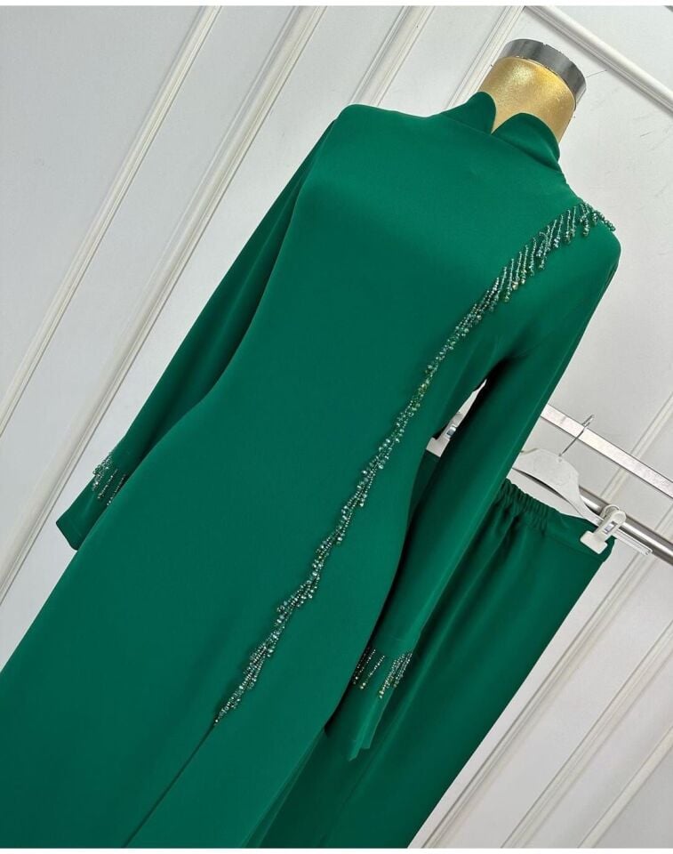 2801 ÖNÜ YIRTMAÇLI KOL UCU VE ÖNÜ BONCUKLU ŞIK TAKIM QYS TAKIM 2801 #24-02#