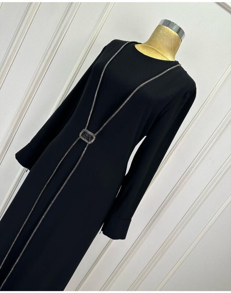 2840 ÖNÜ TAŞLI KAFTAN TARZ ELBİSE QYS ELBİSE 2840 #24-033