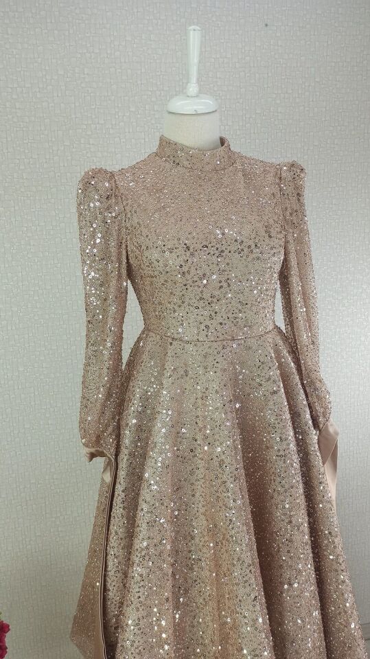 264 ÖNÜ BOYDAN PUL -TAŞ İŞLEMELİ KOL UCU KURDELELİ MİDİ BOY TASARIM ABİYE ELBİSE QYS ABİYE ELBİSE #24-03#♥