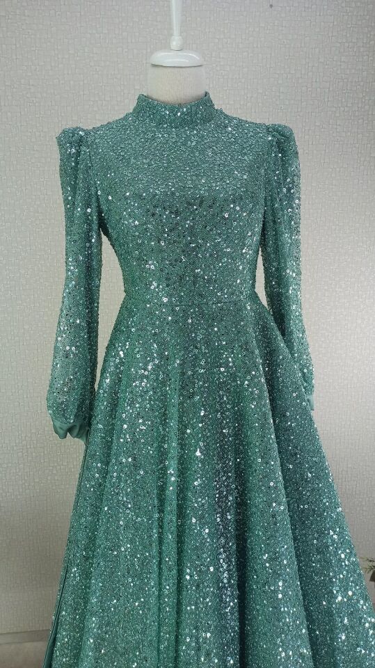 264 ÖNÜ BOYDAN PUL -TAŞ İŞLEMELİ KOL UCU KURDELELİ MİDİ BOY TASARIM ABİYE ELBİSE QYS ABİYE ELBİSE #24-03#♥