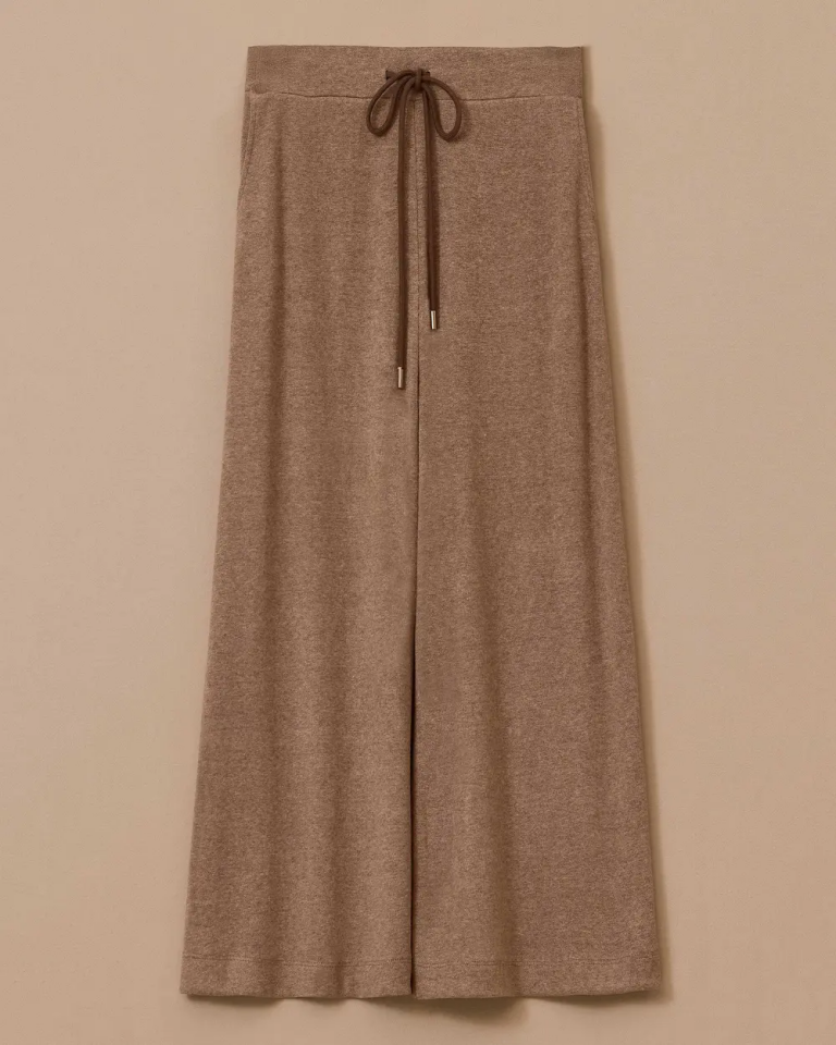 10031 BELİ BAĞLAMALI GENİŞ PAÇA CEPLİ TRİKO PANTOLON 10002521710031 #10-25# M - VİZON