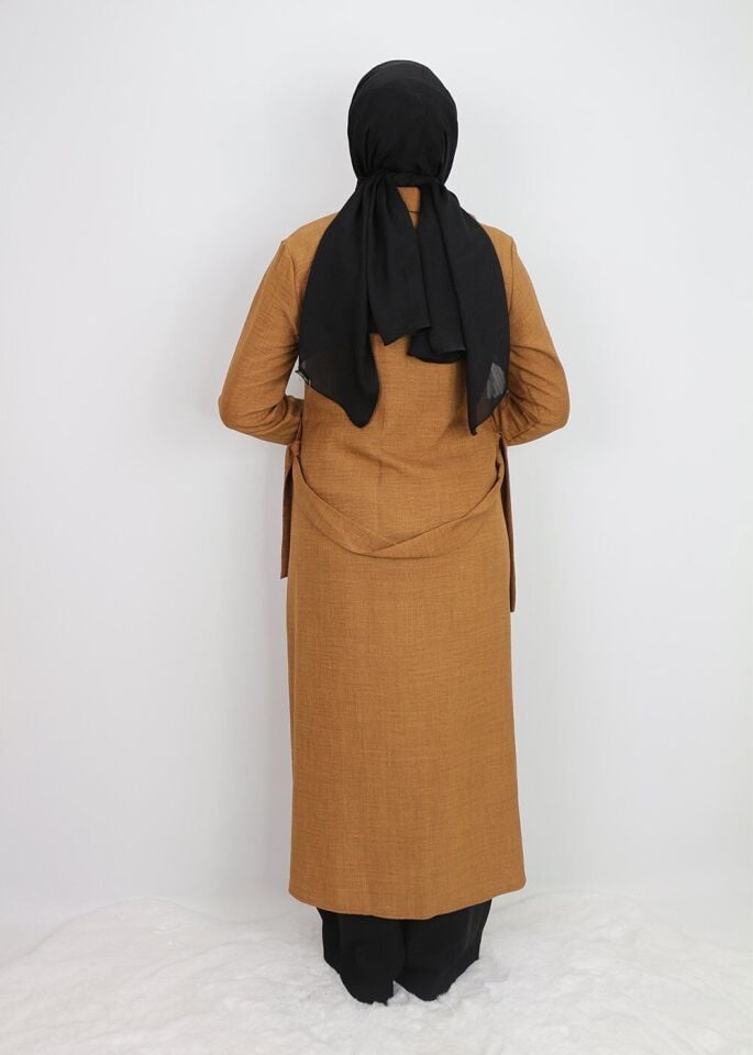 1633 TUNİK ÖNDEN DÜĞMELİ BELİ BAĞLAMALI CEBİ TAŞLI TUNİK QYS TUNİK #247-03#