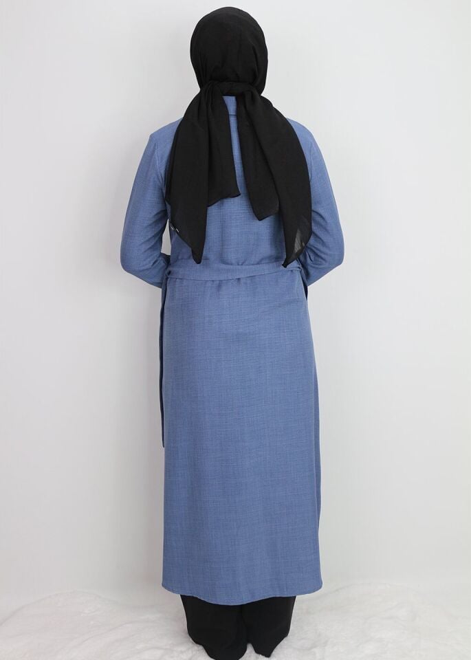 1633 TUNİK ÖNDEN DÜĞMELİ BELİ BAĞLAMALI CEBİ TAŞLI TUNİK QYS TUNİK #247-03#