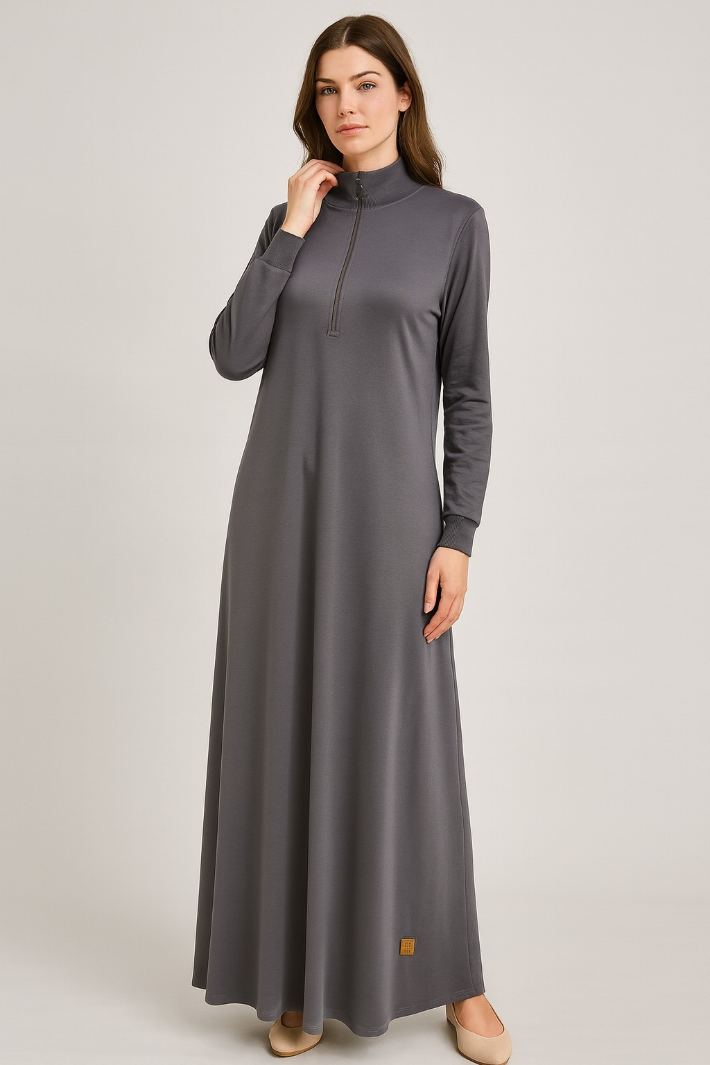 1061 KOLLARI LASTİKLİ ÖNÜ YARIM FERMUARLI OYŞO KUMAŞ RİBANALI BOYDAN ELBİSE #10-25#