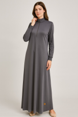 1061 KOLLARI LASTİKLİ ÖNÜ YARIM FERMUARLI OYŞO KUMAŞ RİBANALI BOYDAN ELBİSE #10-25#