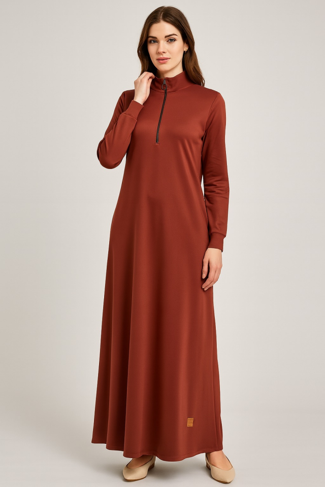 1061 KOLLARI LASTİKLİ ÖNÜ YARIM FERMUARLI OYŞO KUMAŞ RİBANALI BOYDAN ELBİSE #10-25#