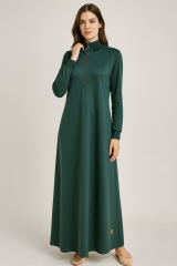 1061 KOLLARI LASTİKLİ ÖNÜ YARIM FERMUARLI OYŞO KUMAŞ RİBANALI BOYDAN ELBİSE #10-25#