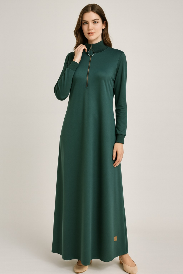 1061 KOLLARI LASTİKLİ ÖNÜ YARIM FERMUARLI OYŞO KUMAŞ RİBANALI BOYDAN ELBİSE #10-25#