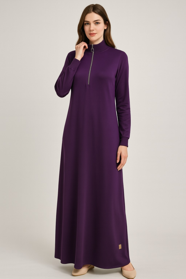 1061 KOLLARI LASTİKLİ ÖNÜ YARIM FERMUARLI OYŞO KUMAŞ RİBANALI BOYDAN ELBİSE #10-25#