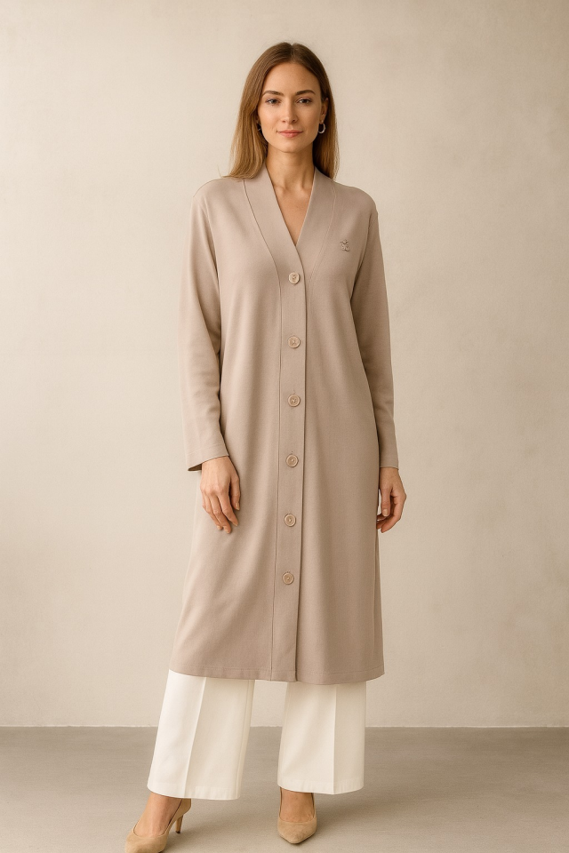 974 DÜĞMELİ FLAR DETAYLI OYŞO KUMAŞ HIRKA #10-25#