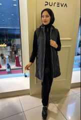 1090  YELEK ÖNDEN FERMUARLU İKİ İLPLİK KAPÜŞONLU PANTOLLONLU 3 LÜ TAKIM QKS TAKIM 1090 #23-123