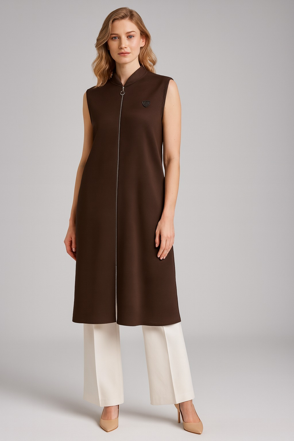 1021 FERMUARLI CEPLİ GÖĞSÜ ARMA DETAYLI YELEK #10-25#