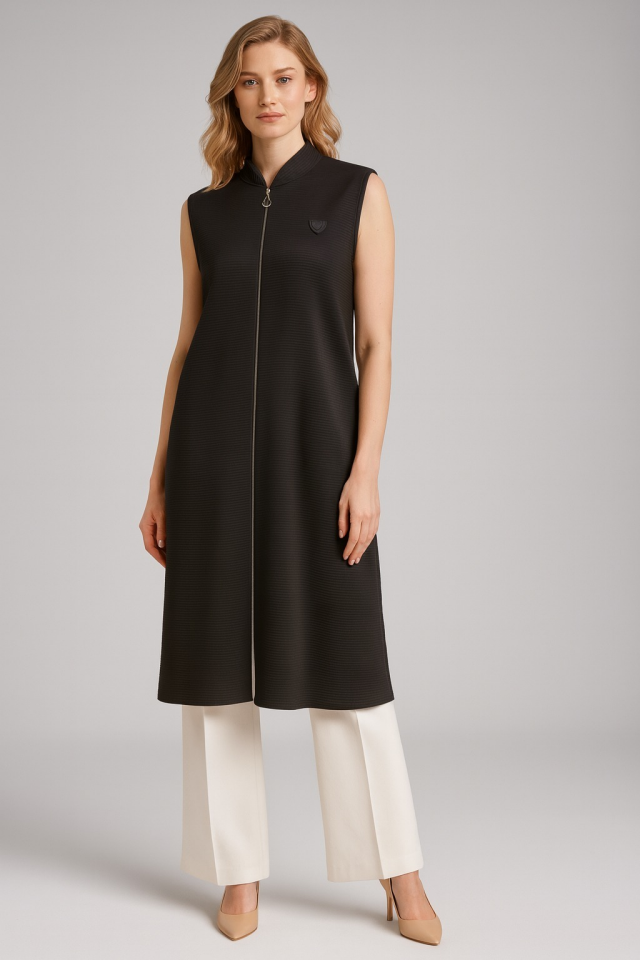 1021 FERMUARLI CEPLİ GÖĞSÜ ARMA DETAYLI YELEK #10-25#