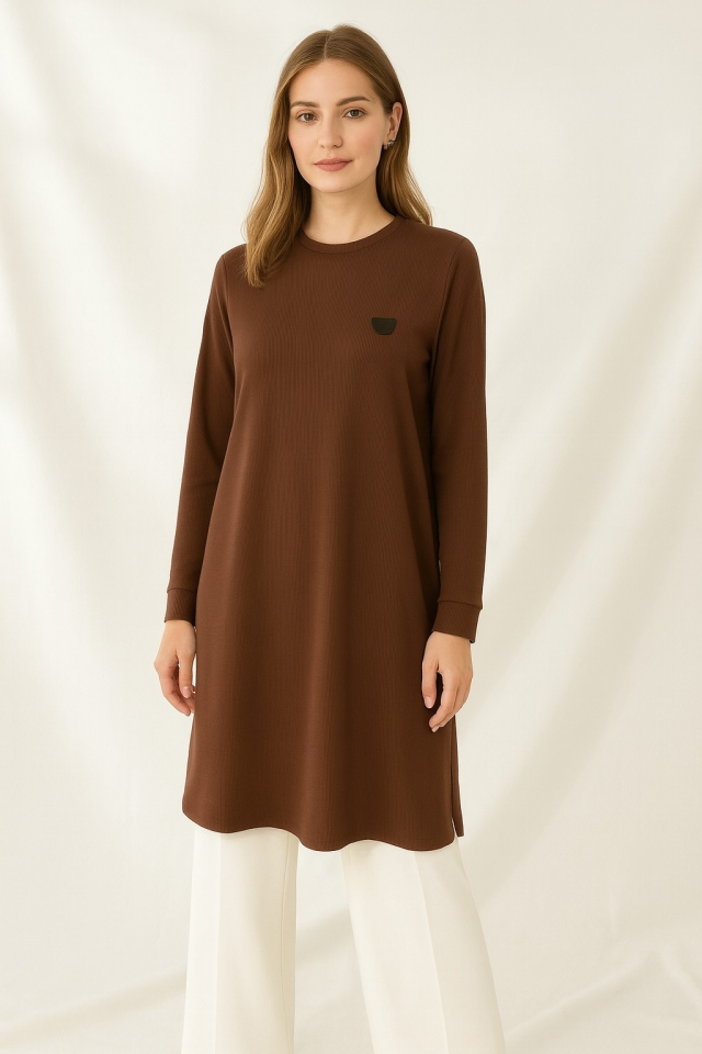 1099 FİTİLLİ GÖĞÜSÜ ARMA DETAYLI BÜRÜMCÜK TUNİK #10-25#