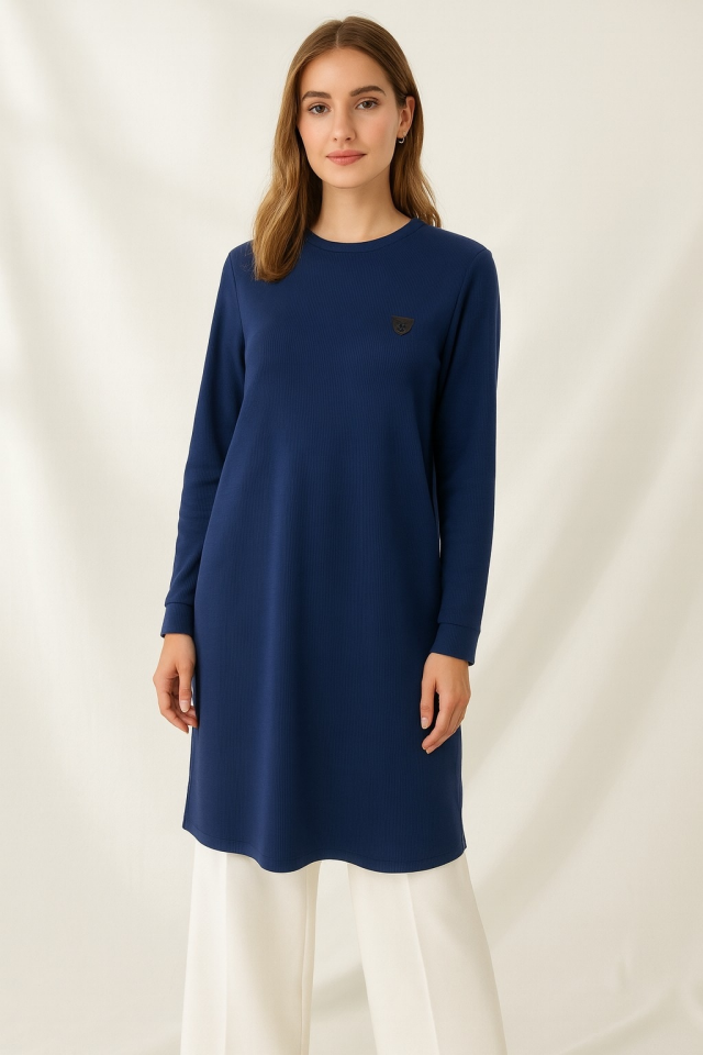 1099 FİTİLLİ GÖĞÜSÜ ARMA DETAYLI BÜRÜMCÜK TUNİK #10-25#