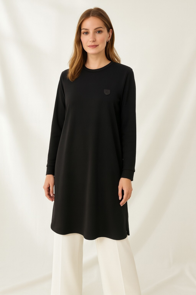 1099 FİTİLLİ GÖĞÜSÜ ARMA DETAYLI BÜRÜMCÜK TUNİK #10-25#