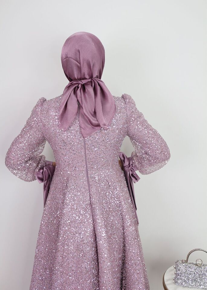 4493 ABİYE BOYDAN BONCUK VE PUL İŞLEMELİ KL UCU KURDELELİ ÖZELTASARIM ABİYE ELİBSE QYS ABİYE #24-033