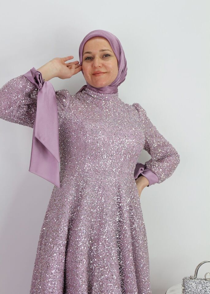 4493 ABİYE BOYDAN BONCUK VE PUL İŞLEMELİ KL UCU KURDELELİ ÖZELTASARIM ABİYE ELİBSE QYS ABİYE #24-033