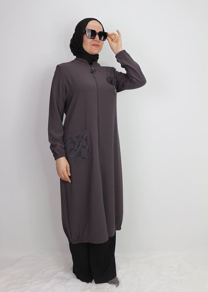 1005 ÖNDEN FERMUARLI CEPLİ CEBİ TAŞ DETAYLI BROŞLI GİY ÇIK KAP QYS KAP #24-03#