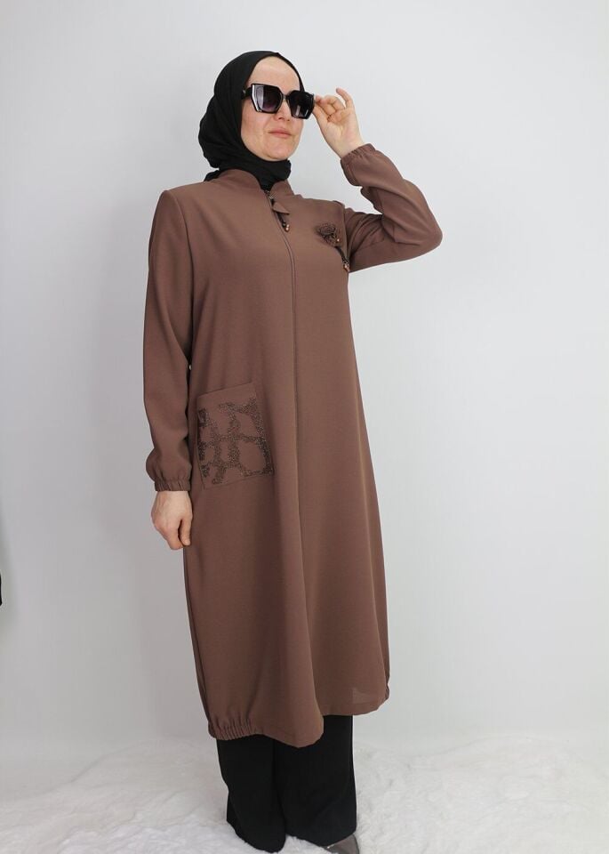 1005 ÖNDEN FERMUARLI CEPLİ CEBİ TAŞ DETAYLI BROŞLI GİY ÇIK KAP QYS KAP #24-03#