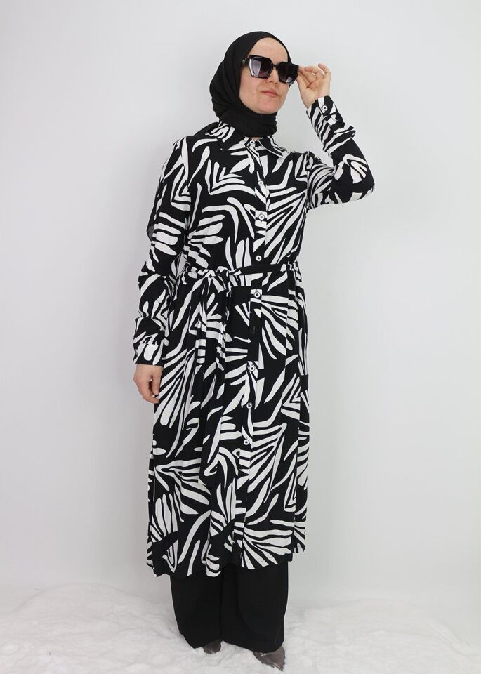 10194 KOLYE DETAYLI UZUN TUNİK ELBİSE QYS ELİBSE 10194 324-04#