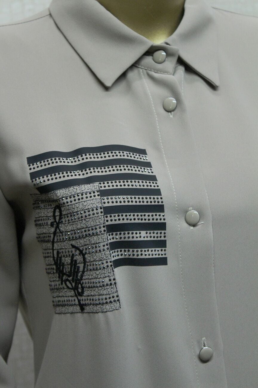 1549 ÖNDEN DÜĞMELİ GÖGÜS TAŞ DETAYLI UZUN TUNİK QYS UZUN TUNİK #24-04# 1549