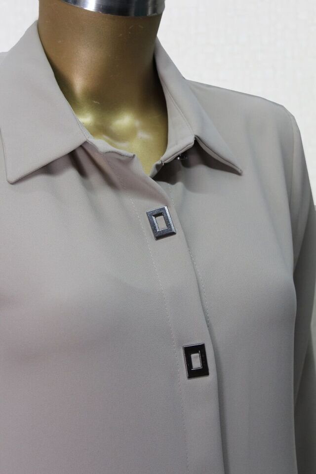 1518 ÖNDEN KARE DÜĞME DETAYLI ÇIT ÇIT DÜĞMELİ UZUN TUNİK QYS UZUN TUNİK 1518 #24-04#