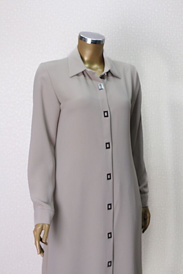 1518 ÖNDEN KARE DÜĞME DETAYLI ÇIT ÇIT DÜĞMELİ UZUN TUNİK QYS UZUN TUNİK 1518 #24-04#