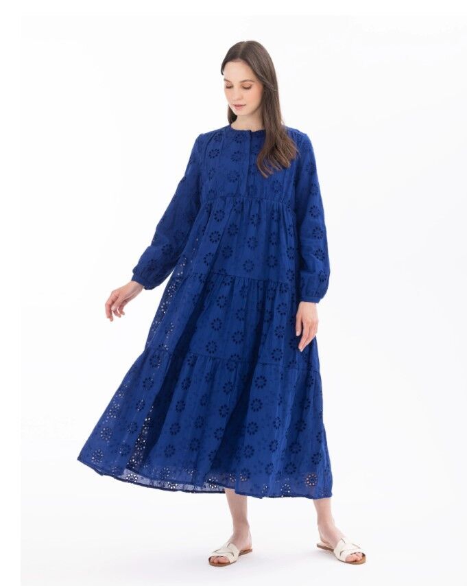 1006 GÜNLÜK ELBİSE ÖNDEN YARIM DÜĞMELİ GÜPÜRLÜ ELBİSE QYS GÜNLÜK ELBİSE 100002411311006 #24-04#