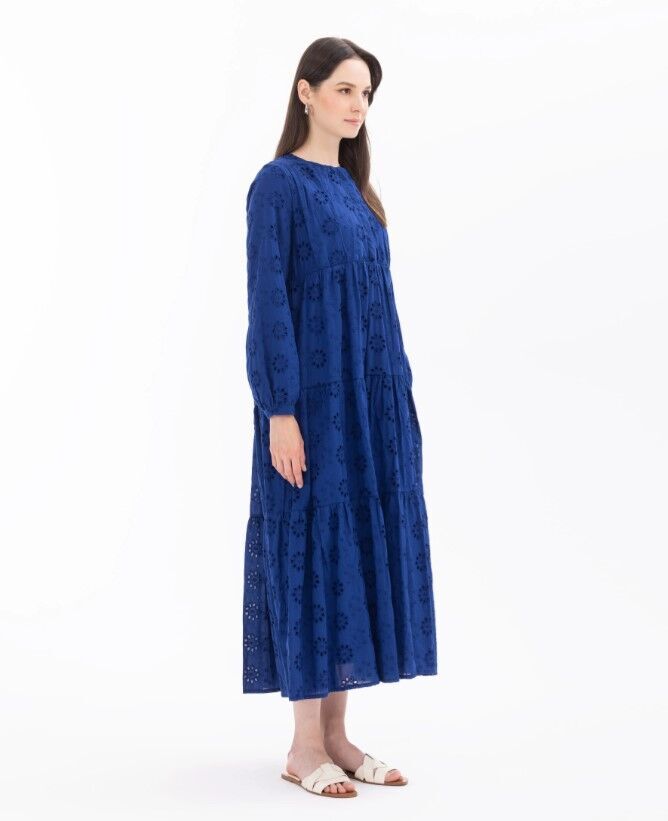 1006 GÜNLÜK ELBİSE ÖNDEN YARIM DÜĞMELİ GÜPÜRLÜ ELBİSE QYS GÜNLÜK ELBİSE 100002411311006 #24-04#