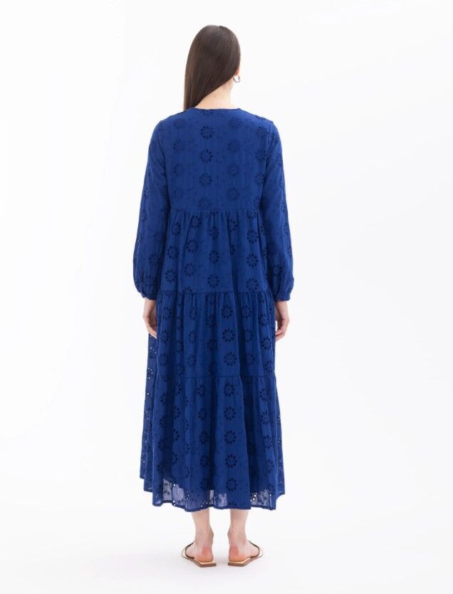 1006 GÜNLÜK ELBİSE ÖNDEN YARIM DÜĞMELİ GÜPÜRLÜ ELBİSE QYS GÜNLÜK ELBİSE 100002411311006 #24-04#