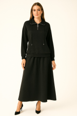 56097 ÖNDEN YARIM FERMUARLI SİM İPLİKLİ ETEKLİ TAKIM #10-25#