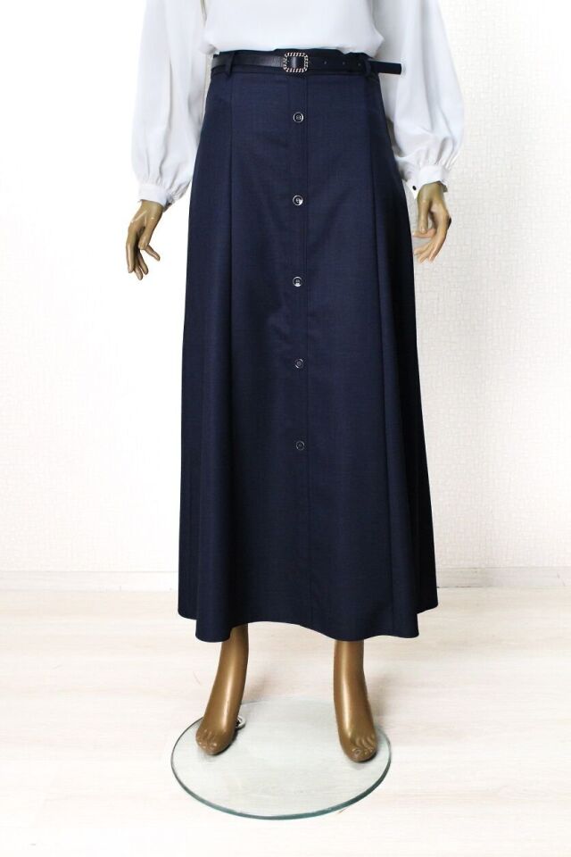 52013 ÖNÜ DÜĞMELİ BELİ KEMERLİ KLOŞ ETEK QYS ETEK #24-04#