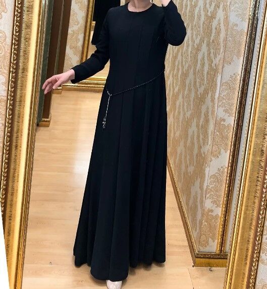 2301 BELİ BAĞLAMALI 16 PARÇA MEVLANA MODEL ELBİSE QYS #24-023 52 - SİYAH
