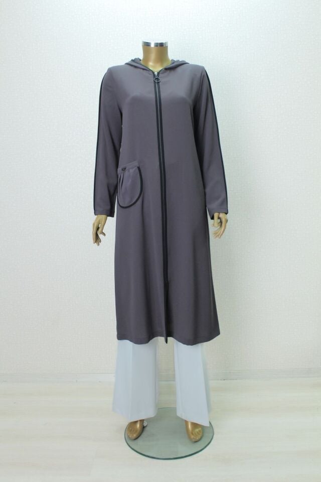 1002 KOLU BİYELİ ÖNDEN FERMUARLI KAPİŞONLU KAP QYS GİY ÇIK KAP #24-05#