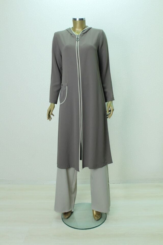 1002 KOLU BİYELİ ÖNDEN FERMUARLI KAPİŞONLU KAP QYS GİY ÇIK KAP #24-05#