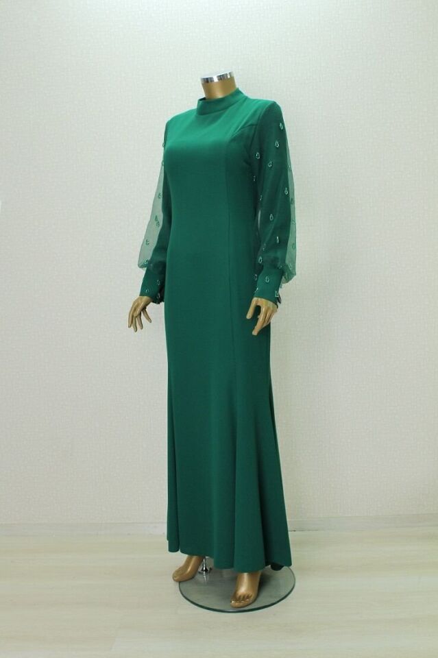 2867 KOLU TÜL VE TAŞ DETAYLI ABİYE ELBİSE QYS ABİYE ELBİSE 2867 #24-05#