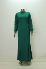 2867 KOLU TÜL VE TAŞ DETAYLI ABİYE ELBİSE QYS ABİYE ELBİSE 2867 #24-05#