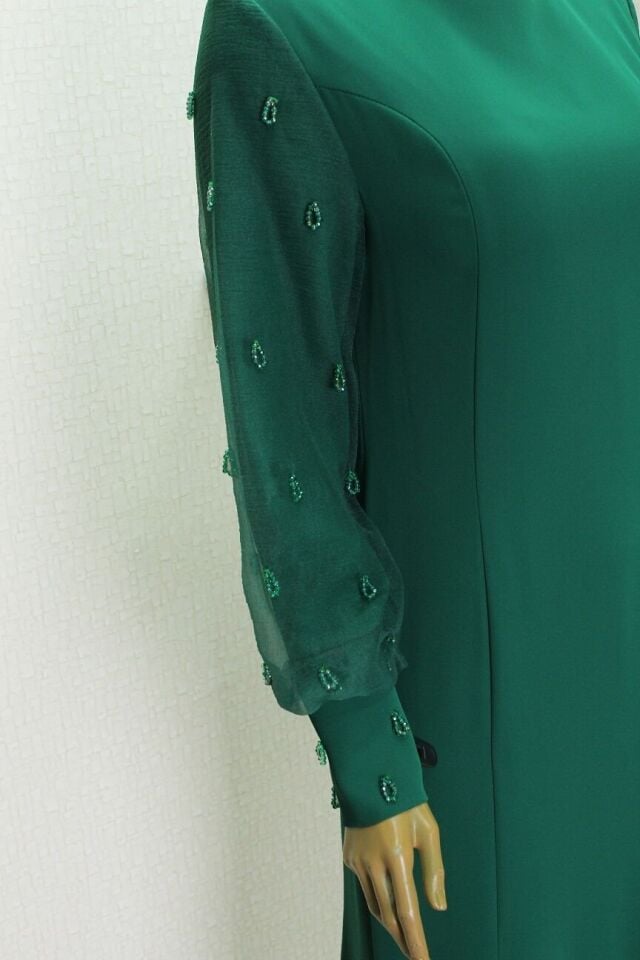 2867 KOLU TÜL VE TAŞ DETAYLI ABİYE ELBİSE QYS ABİYE ELBİSE 2867 #24-05#