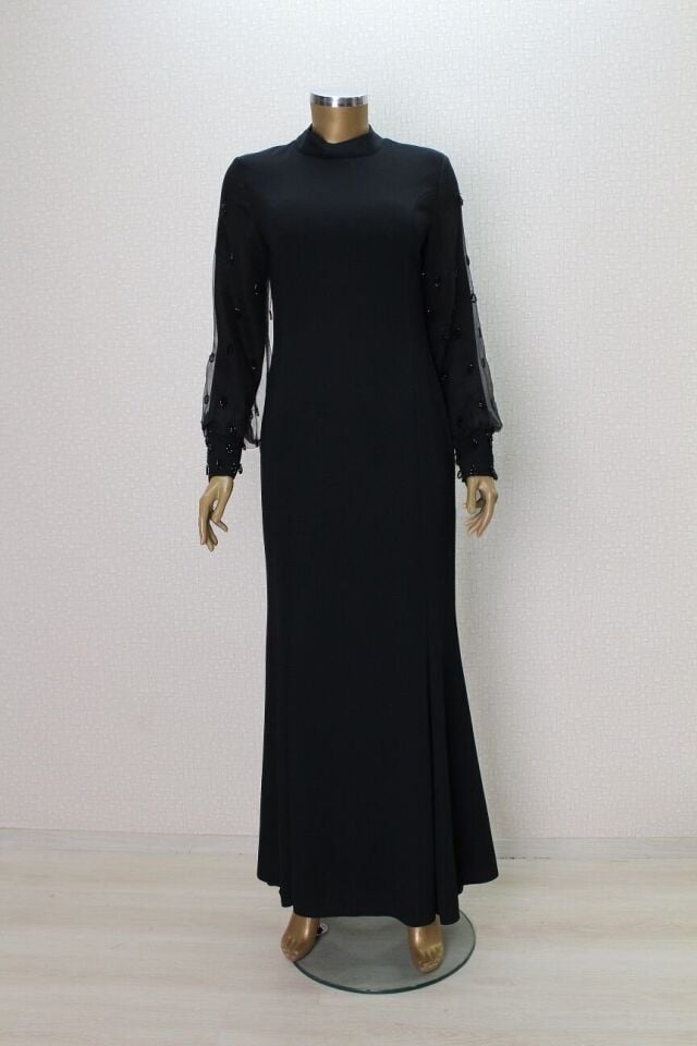 2867 KOLU TÜL VE TAŞ DETAYLI ABİYE ELBİSE QYS ABİYE ELBİSE 2867 #24-05#