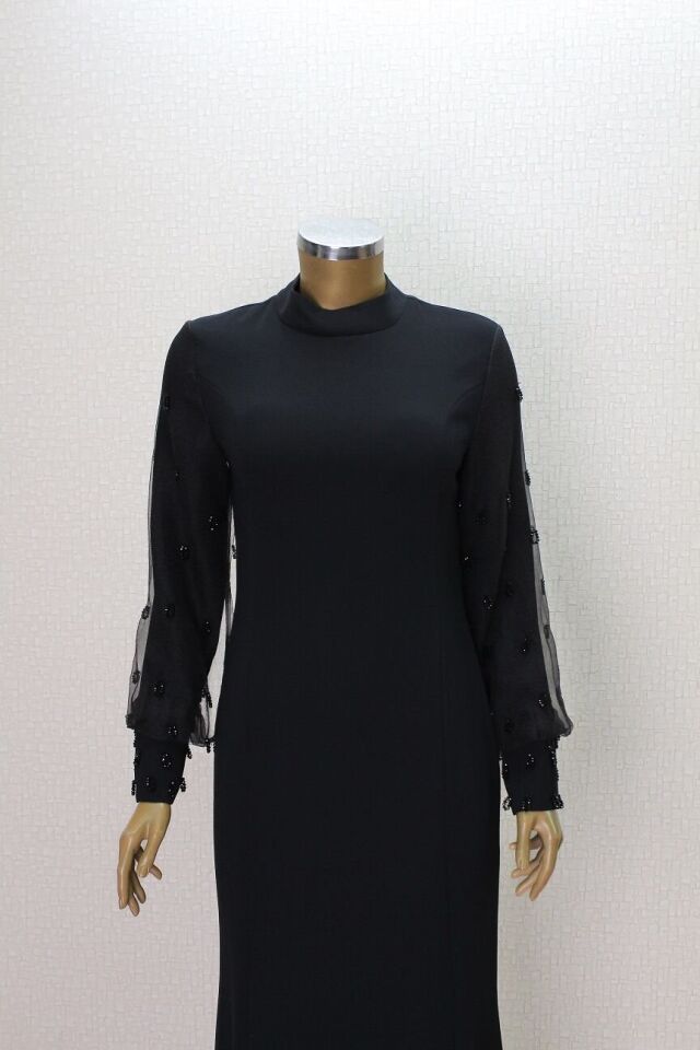 2867 KOLU TÜL VE TAŞ DETAYLI ABİYE ELBİSE QYS ABİYE ELBİSE 2867 #24-05#