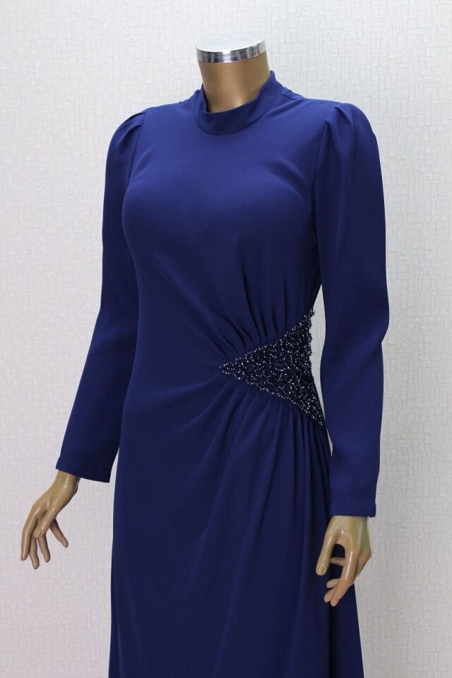 2854 BELİ KRİSTAL TAŞ DETAYLI ABİYE ELİBSE QYS ABİYE ELBİSE #24-05# 40 - SİYAH