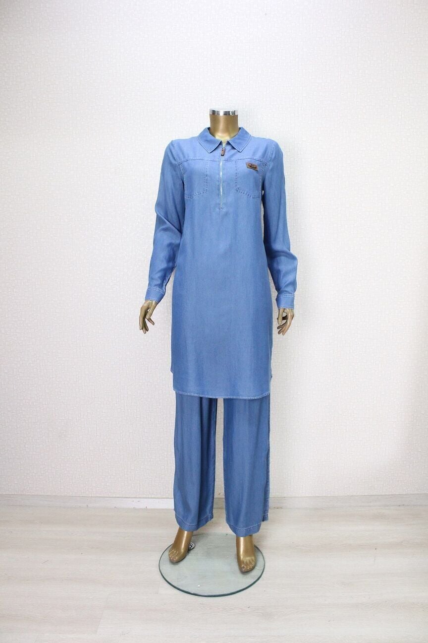 61055 TUNİK ÖNDEN YARIM FERMUARLI TANSEL TUNİK QYS TUNİK #24-05#