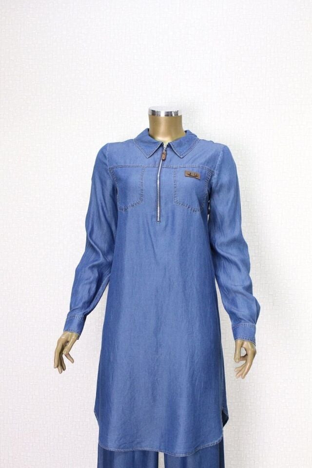 61055 TUNİK ÖNDEN YARIM FERMUARLI TANSEL TUNİK QYS TUNİK #24-05#