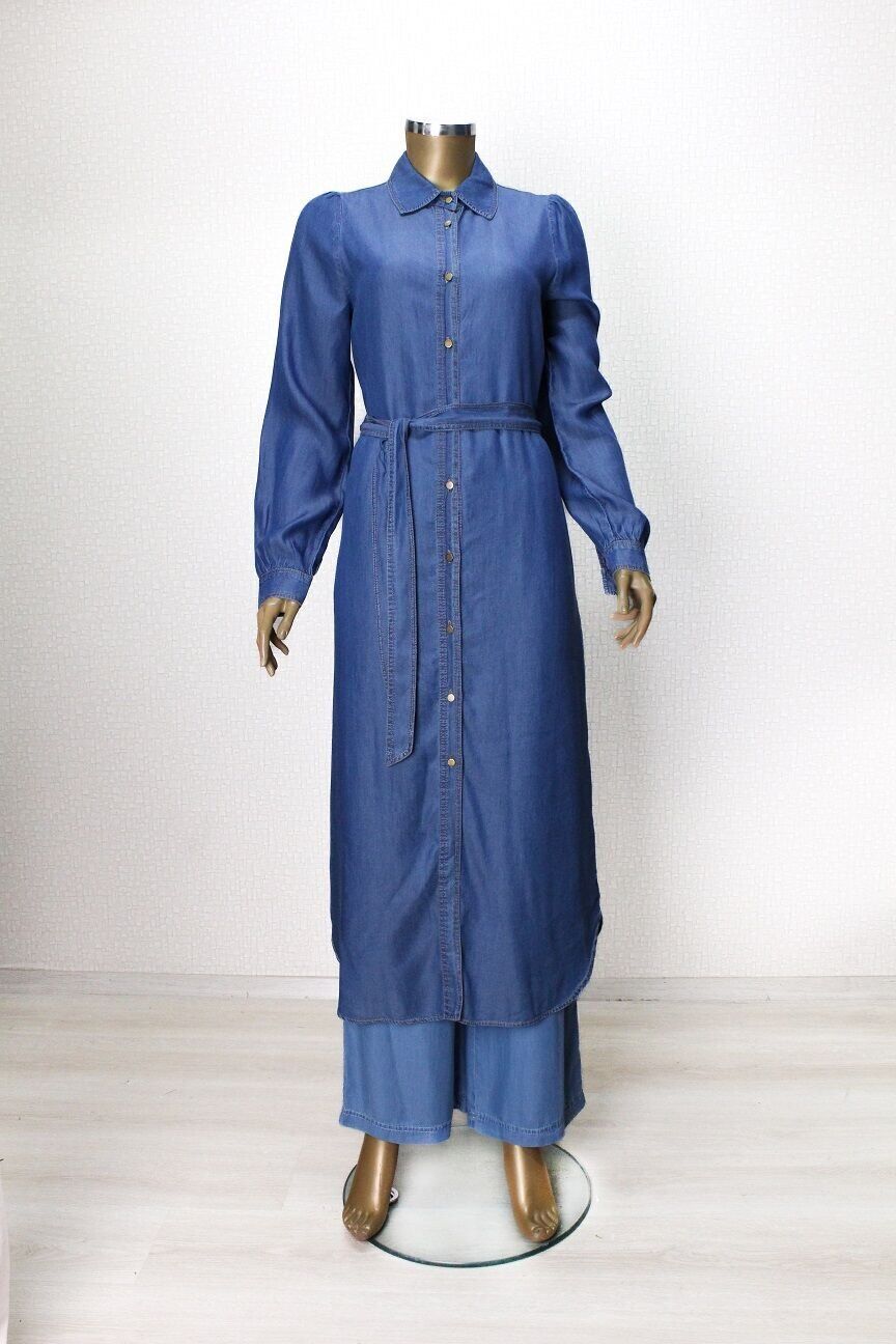 61057 TUNİK ÖNDEN DÜĞMELİ BEL BAĞLAMALI TANSEL TUNİK QYS TUNİK #24-053