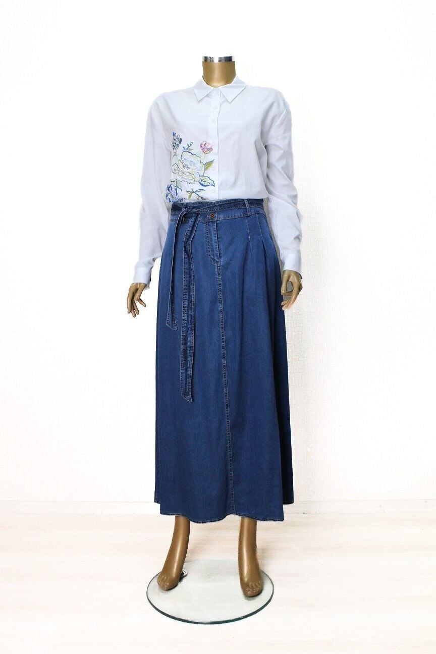 52005 ÖNDEN DÜĞMELİ BELİ KUŞAKLI TANSEL ETEK QYS EEK 5205 #24-05#