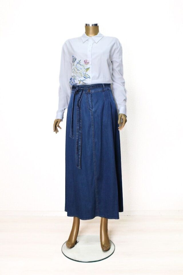 52005 ÖNDEN DÜĞMELİ BELİ KUŞAKLI TANSEL ETEK QYS EEK 5205 #24-05#