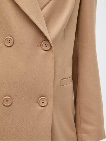 43003 ÖNDEN DÜĞME DETAYLI CEPLİ BLAZER CEKET  QKS BLAZER CEKET #22-12# 44 - KREM