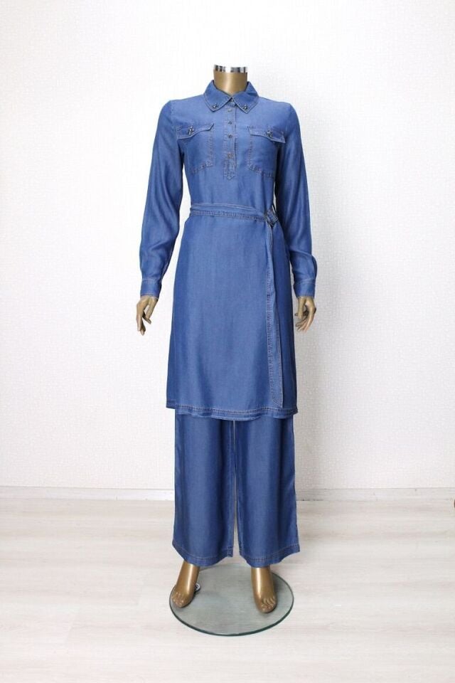 56010 TAKIM ÖNDEN YARIM DÜĞMEL BELİ BAĞLAMALI TANSEL TAKIM QYS TAKIM Ç#24-05#