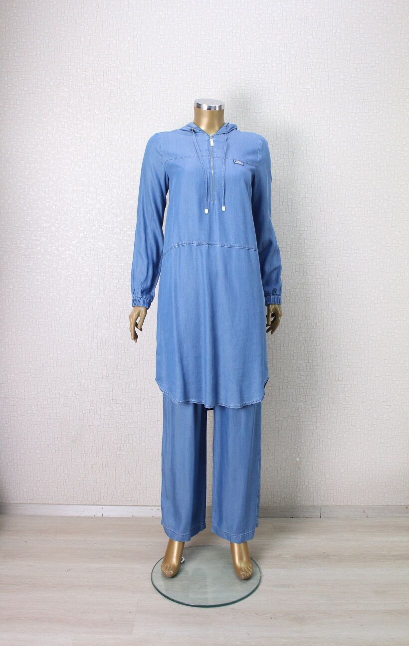 56019 TAKIM ÖNDEN YARIM FERMUARL KAPÜŞONLU KOL UCU LASTİKLİ TANSEL KTAKIM QYS TAKIM #24-05#